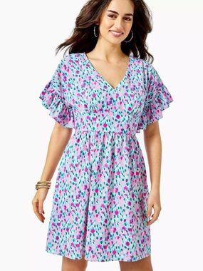 NEW Lilly Pulitzer Multi Hottie Dottie Blaire Stretch Dress 14